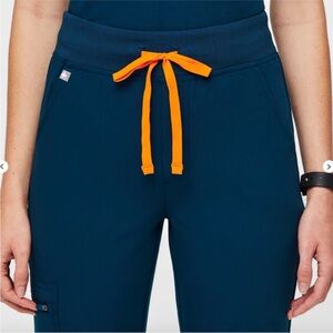 Women's deep reef jogger scrubs  with Orange Accents-petite